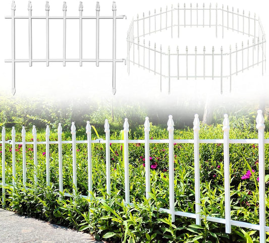 Metal Decorative Garden Fence 22" Wide x 18" High (5 Panels, Total Length 9.17 feet), Metal Border Folding Fence, Landscape Fencing for Flower Bed, Yard, Animal Barrier-VerdiqueGarden