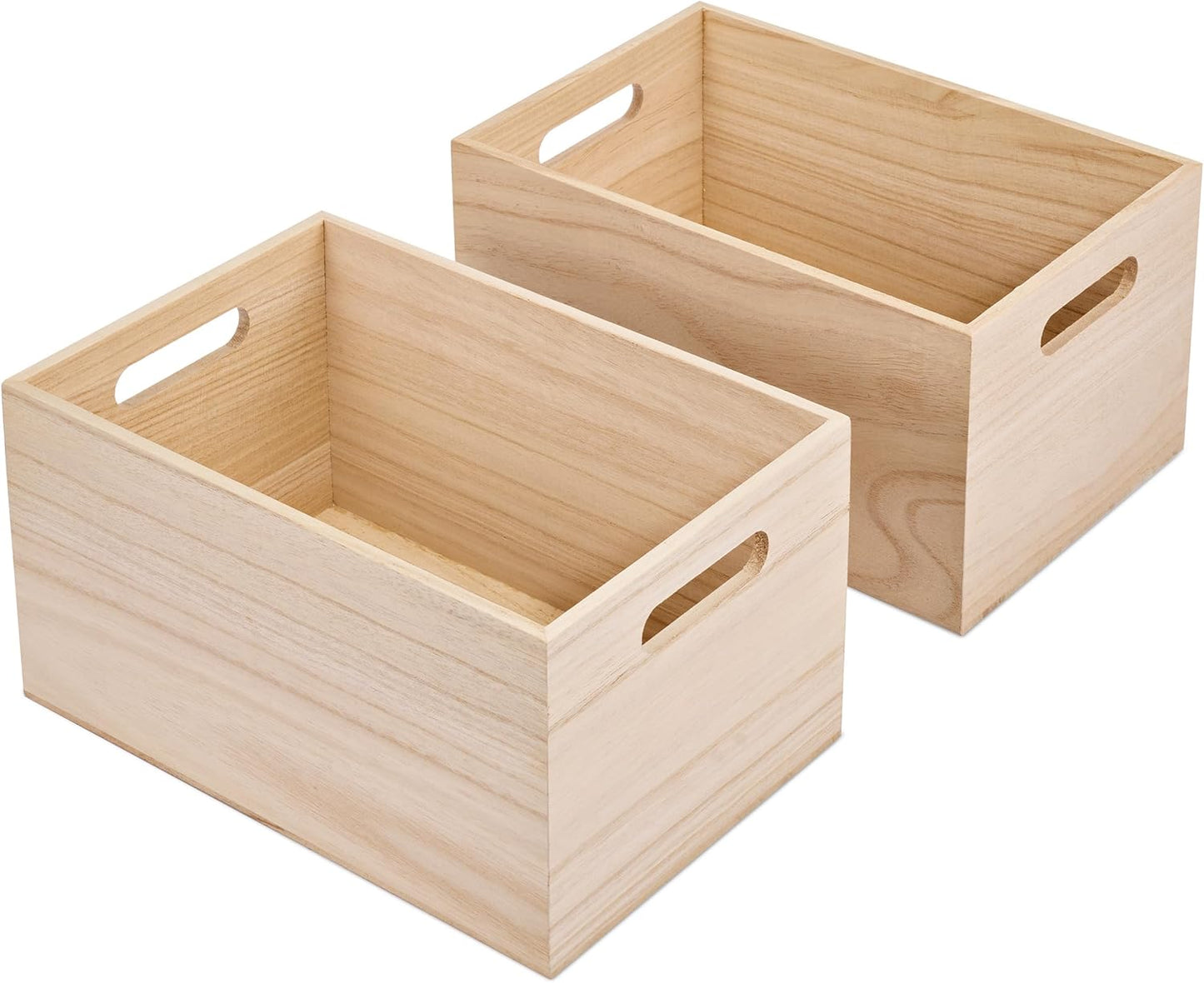 Sorbus Unfinished Wood Crates - Organizer Bins, Wooden Box for Pantry Organizer Storage, Closet, Arts & Crafts, Cabinet Organizers, Containers for Organizing (2 Pack)-VerdiqueGarden