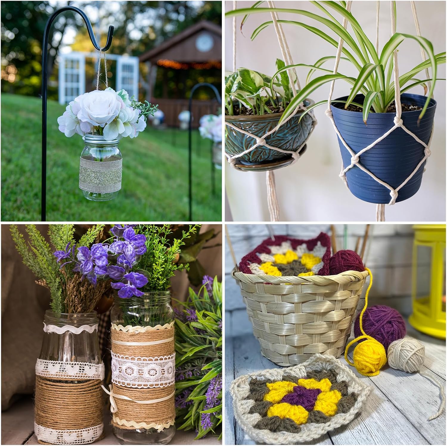 uxcell 328 Feet Natural Jute Twine String,3mm Thin Garden Twine Rope Colored Plant String Cord for DIY Art Crafts Gift Wrapping Decoration Packing Gardening Plant Hanger,Red-VerdiqueGarden