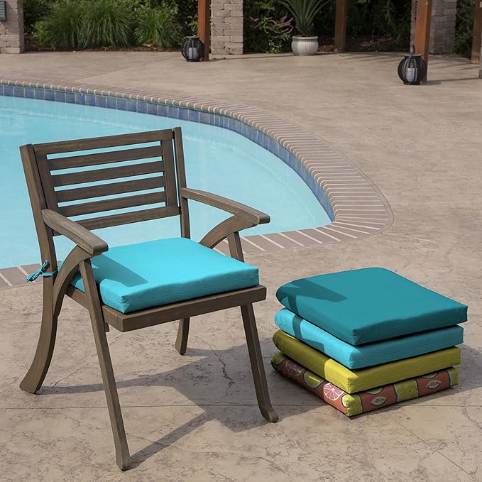 Arden Indoor/Outdoor Seat or Rocking Chair Cushion, 19 x 18, Water Repellent, Rain Proof, Fade Resistant Cushion for Rocking or Dining Chairs Pool Blue Leala-VerdiqueGarden