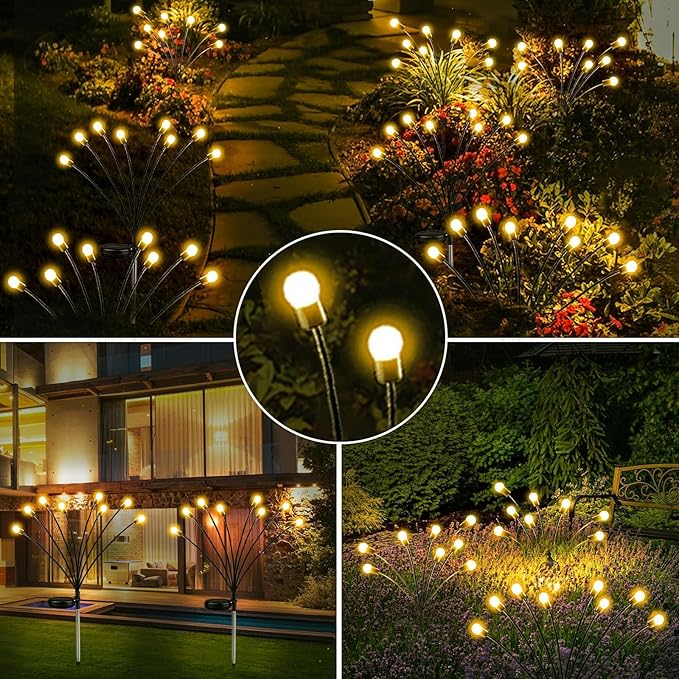 10-Pack Solar Outdoor Lights for Garden Decorations, 80 LED New Upgraded Solar Firefly Lights (Sway by Wind), Solar Lights Outdoor Waterproof for Outdoor Pathway Patio Yard Porch Decor (Warm White)-VerdiqueGarden