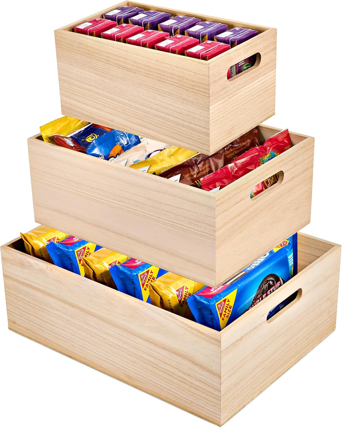 Sorbus Unfinished Wood Crates - Organizer Bins, Wooden Box for Pantry Organizer Storage, Closet, Arts & Crafts, Cabinet Organizers, Containers for Organizing (3 Pack)-VerdiqueGarden