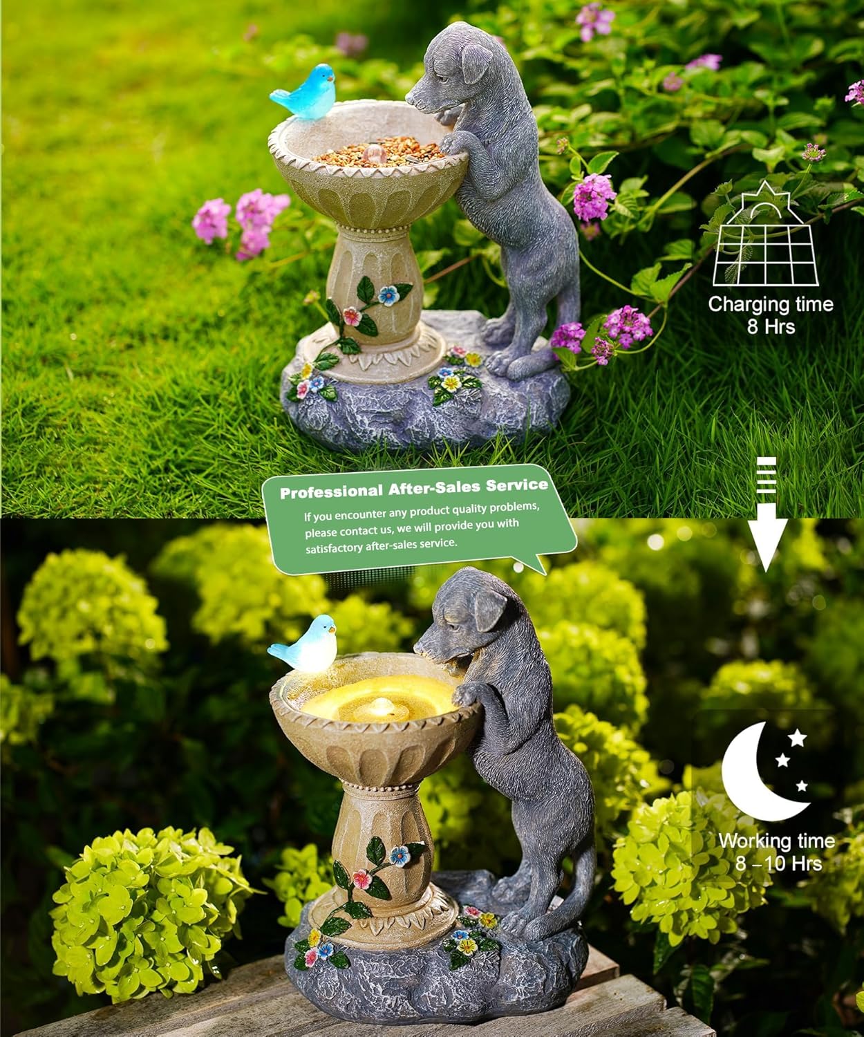 Dachshund Dog Statues for Bird Bath: Outdoor Sculptures for Garden Lawn Patio Yard Balcony Porch - Unique Gifts for Mother Grandma Women-VerdiqueGarden