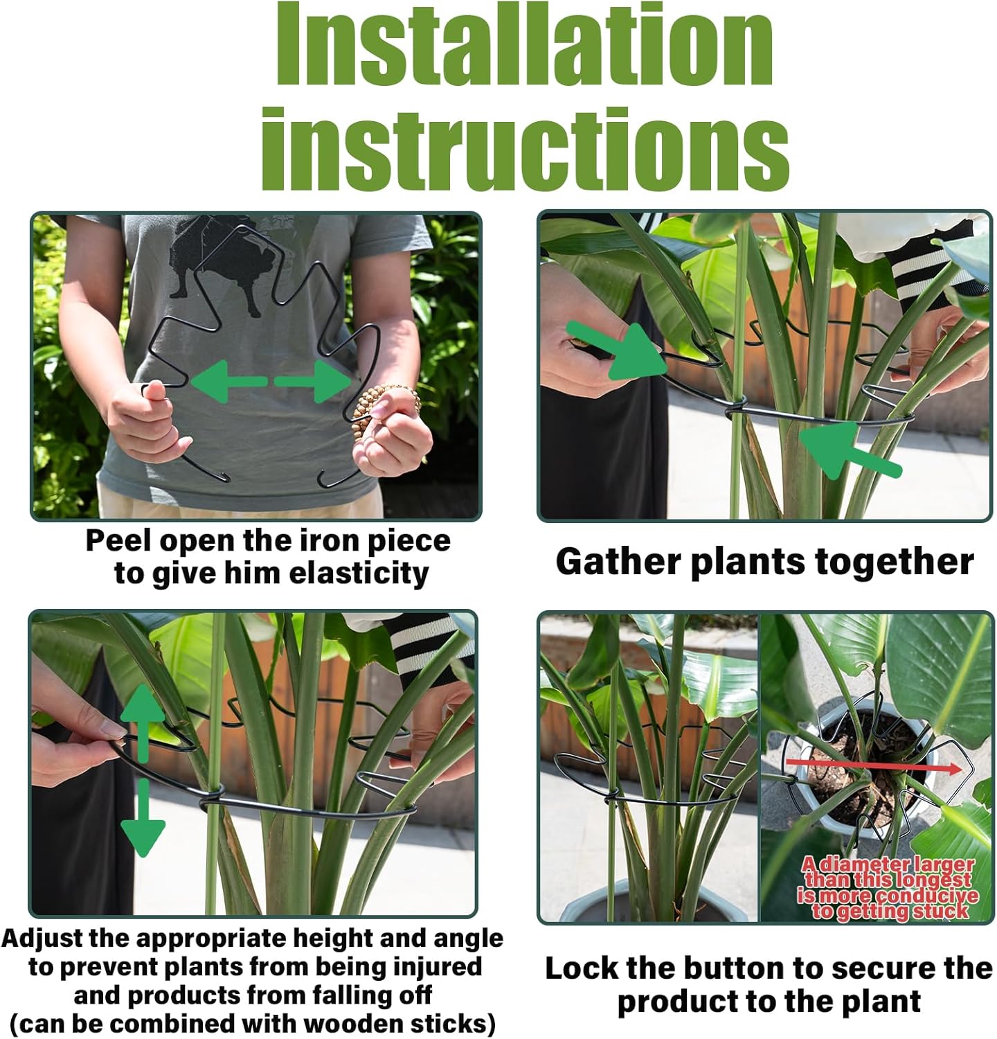 5PCS Black Monstera Plant Stem Support 9x7.6in - Adjustable & Durable Indoor Plant Stake for Cactus and Climbing Plants - Ideal Leaf Support for Gardening & Home Decor-VerdiqueGarden