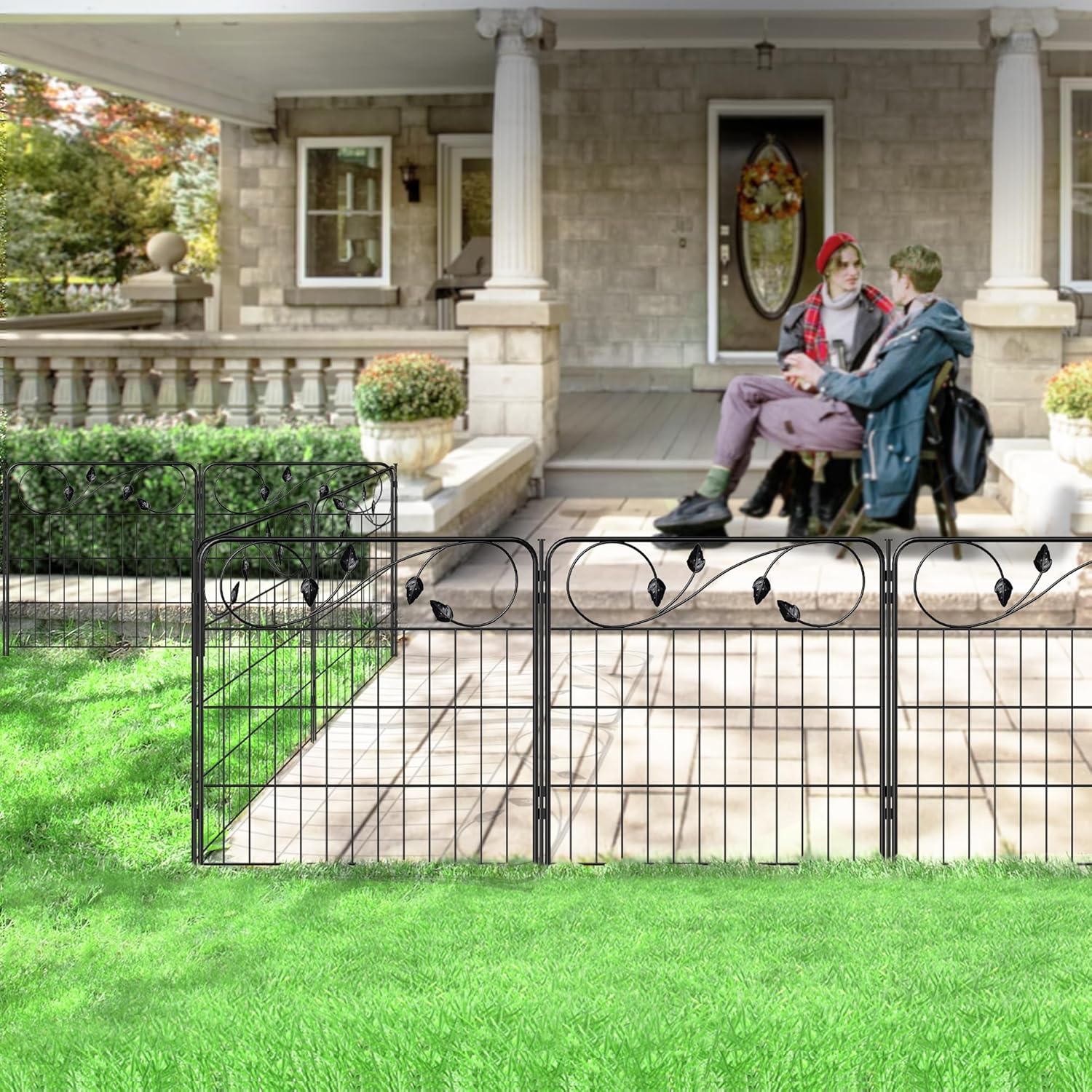 Decorative Black Garden Fencing 24in(H) X16ft(L) 8 Panels Metal Wire Edging Patio Landscape Flower Border Garden Fence for Dogs Animal Barrier for Outdoor-VerdiqueGarden