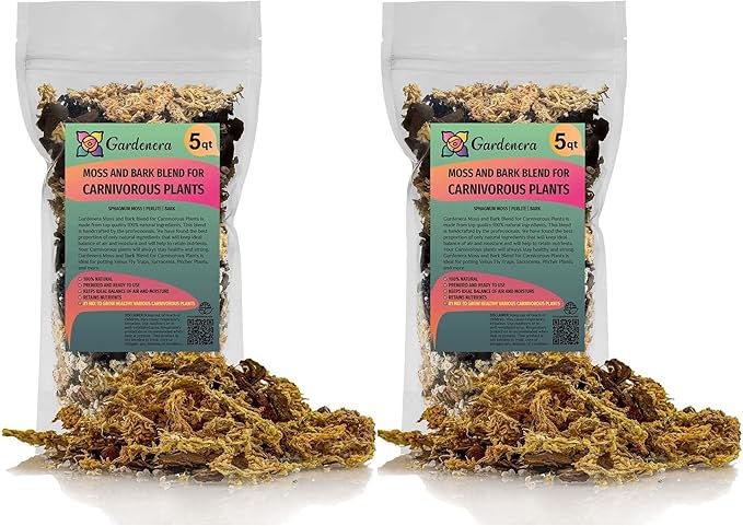 Premium Sphagnum Moss, Perlite and New Zealand Pine Bark Blend for Carnivorous Plants - 10 Quart - Perfect for Venus Fly Traps, Pitcher Plants, Sarracenia, Butterworts, and Sundews by GARDENERA-VerdiqueGarden