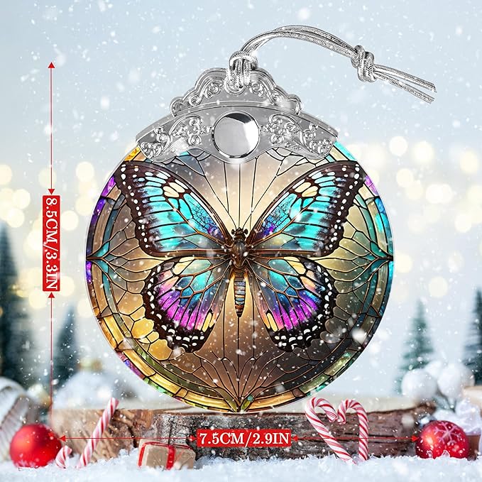Stained Glass Suncatcher, Jocidea Butterfly Ornament, Christmas Ornaments, Holidays Ornaments, Christmas Tree Decor, Butterfly Decor for Home, Butterfly Gifts-VerdiqueGarden