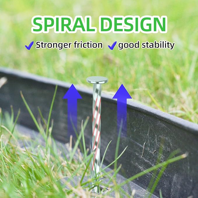 100 Pack Landscape Stakes with Gasket Caps - 6.3 Inch Heavy-Duty Galvanized Steel Garden Spikes are Used to Fixing Weed Barrier, Artificial Lawn, Patio Rug, Etc-VerdiqueGarden