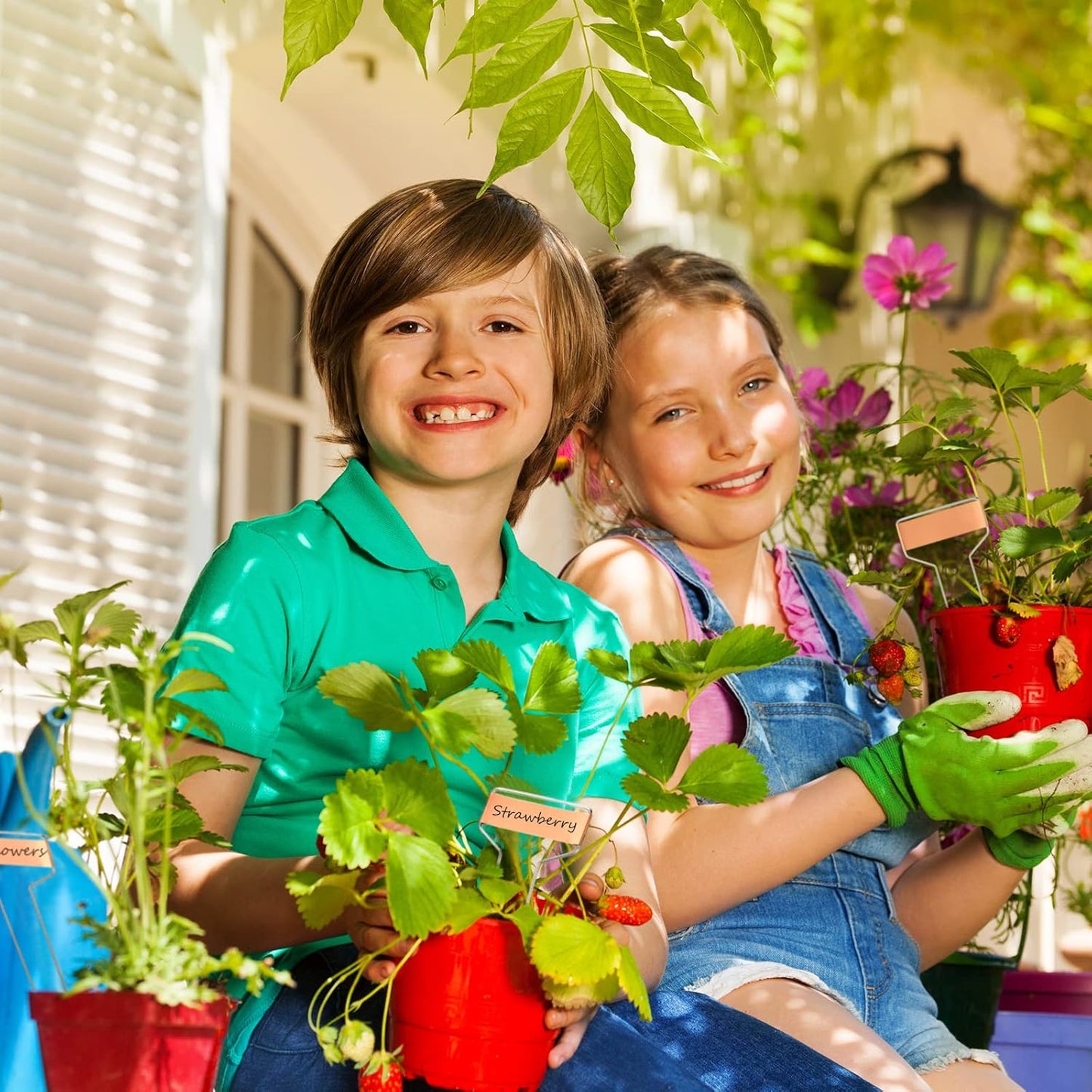 100 Pcs Metal Garden Plant Labels Weatherproof Banner Copper Plant Tags, Metal Copper Garden Markers, Reusable Height 10.5 Label Area 2.5'' x 7/8''-VerdiqueGarden