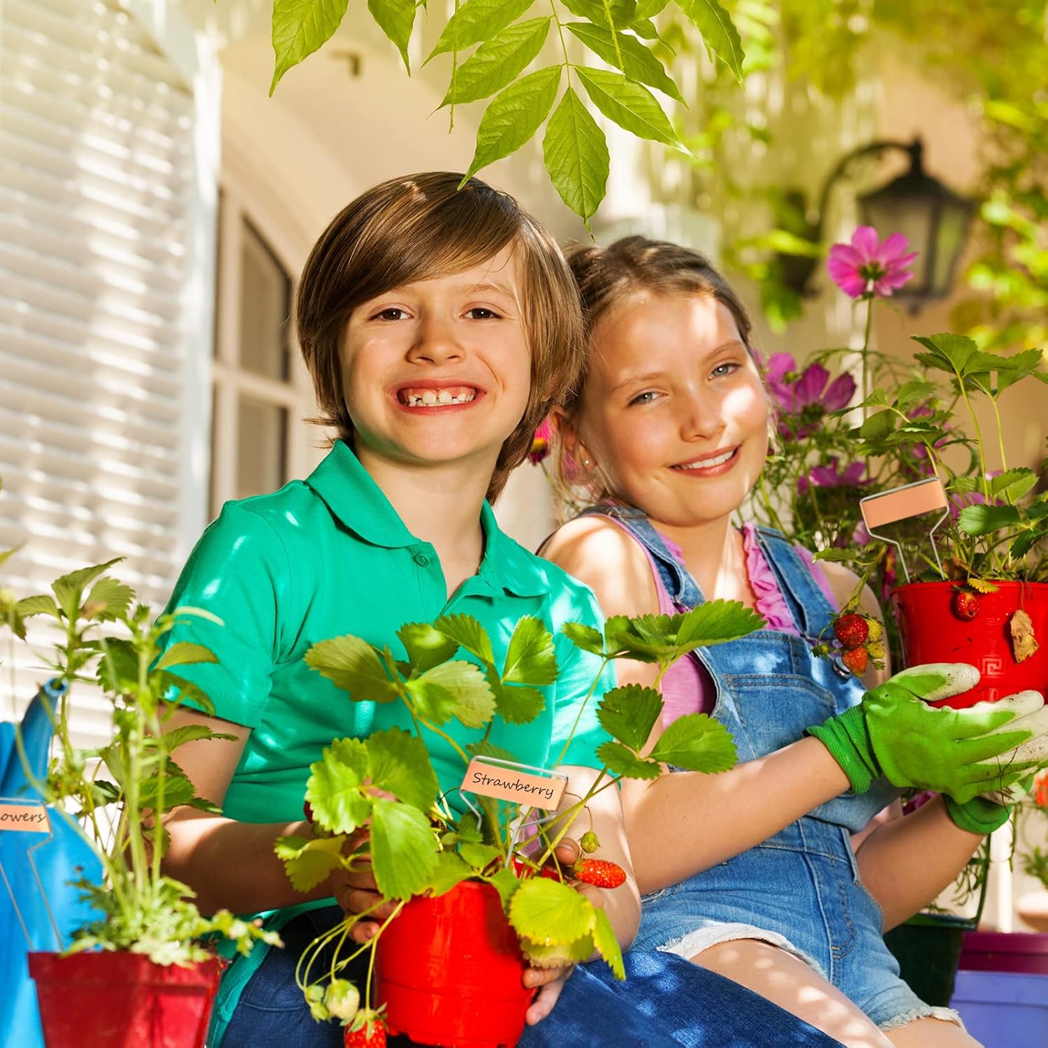 100 Pcs Metal Garden Plant Labels Weatherproof Banner Copper Plant Tags, Metal Copper Garden Markers, Reusable Height 10.5 Label Area 2.5'' x 7/8''-VerdiqueGarden