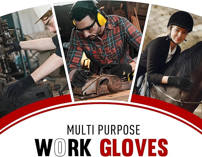 HLDD HANDLANDY Leather Work Gloves for Men & Women, Adjustable Wrist Cowhide Gardening Glove with Reinforced Palm for Driver-VerdiqueGarden