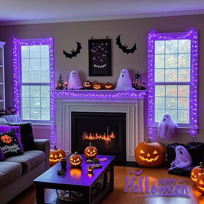 JMEXSUSS Purple Christmas Lights Indoor Outdoor Clear Wire, 66ft 200 LED Purple Lights for Christmas Tree, 8 Modes Purple String Lights Plug in for Christmas Bedroom Garden Party Xmas Decorations-VerdiqueGarden