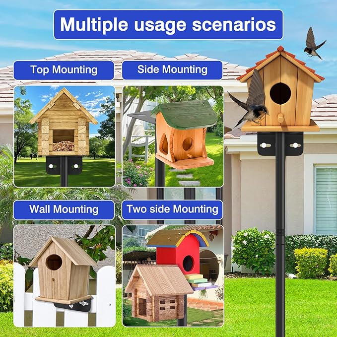 80 Inch Adjustable Bird Feeder Pole,Bird House Pole Suitable for Feeders & Birdhouse,Weather Station,Heavy-Duty Rustproof Design,Enhance Outdoor Decor & Birdwatching Experience-VerdiqueGarden