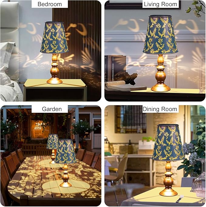 pearlstar Solar Table Lamps Bedside Lamps - Hummingbird Garden Waterproof Cordless Solar Table Lamps for Patio Garden Pathway Yard-VerdiqueGarden