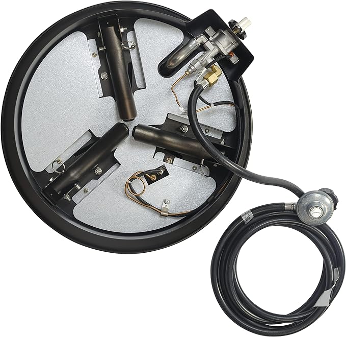 Amazon Basics Portable Propane Fire Pit, 19 inch Round Gas for Patio, 55,000 BTU Carry Strap-VerdiqueGarden