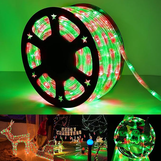 150ft LED Rope Lights Outdoor, 1080 LED Connectable and Flexible Tube Lights with 8 Modes, Waterproof LED Rope Lighting for Garden Patio Pool Bedroom PartyIndoor Outdoor Christmas Decor (Red & Green)-VerdiqueGarden