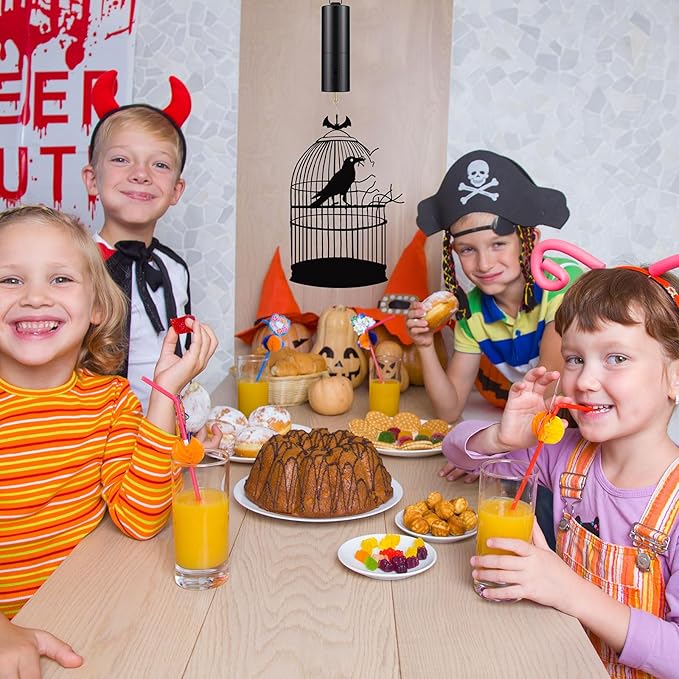 Therwen 6 Pcs Ornament Spinner Battery Operated Wind Spinner Motor Rotator Disco Ball Motor Outdoor Hanging Ornament for Halloween Mardi Gras Decoration, No Battery(Black)-VerdiqueGarden