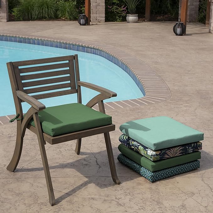 Arden Indoor/Outdoor Seat or Rocking Chair Cushion, 19 x 18, Water Repellent, Rain Proof, Fade Resistant Cushion for Rocking or Dining Chairs Bright Moss Green Leala-VerdiqueGarden