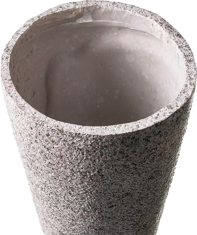 Cemetery Vase with Stakes - Plastic Flower Vases with 2 Ground Spikes, Draining Holes - for Garden, Lawn, Yard - Memorial Grave Decorations 12.7x3.4x3.9, Grey Granite Design-VerdiqueGarden