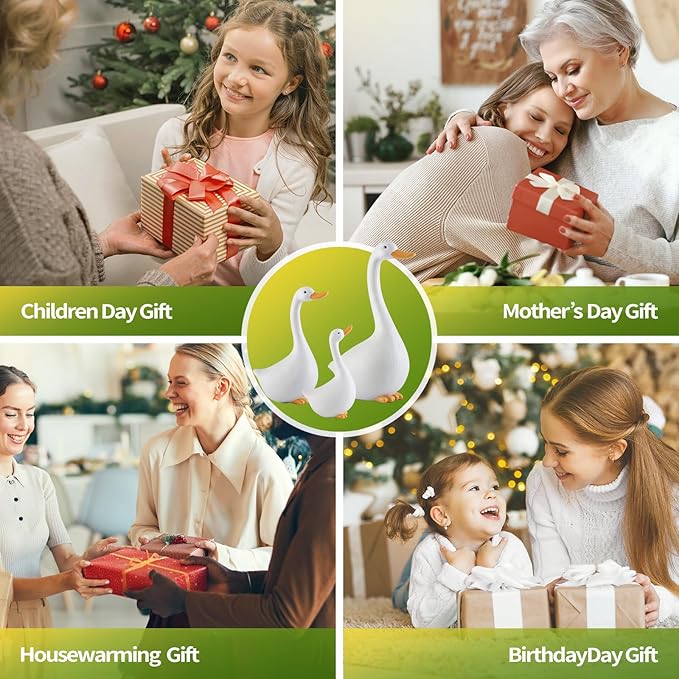 Resin Duck Figurines Set of 3 - Porch Goose Statue for Front Yard Decor, Outdoor Lawn Ornaments, Garden Ducks and Goose Decorations, Perfect Yard Goose Decor and Duck Decoy for Garden Animals Theme-VerdiqueGarden