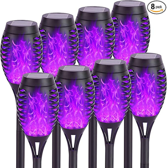 Solar Lights Outdoor, 8Pack Solar Torch Light with Flickering Flame for Garden Decor, Waterproof Outdoor Lighting Landscape, LED Flame Torches for Outside Patio Pathway Yard Decorations-VerdiqueGarden