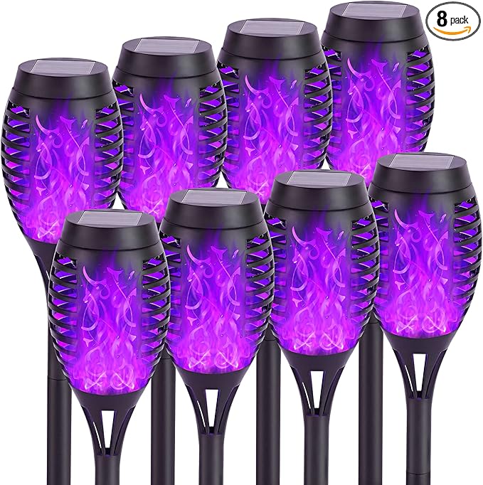 Solar Lights Outdoor, 8Pack Solar Torch Light with Flickering Flame for Garden Decor, Waterproof Outdoor Lighting Landscape, LED Flame Torches for Outside Patio Pathway Yard Decorations-VerdiqueGarden