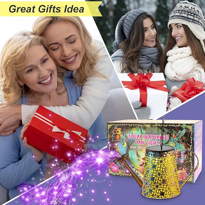 VOOKRY Solar Watering Can Lights, Large Hanging Solar Lights Outdoor Waterproof Garden Decor for Yard Porch Lawn Patio Outside Gardening Gifts for Mom Grandma Women Birthday(Purple)-VerdiqueGarden