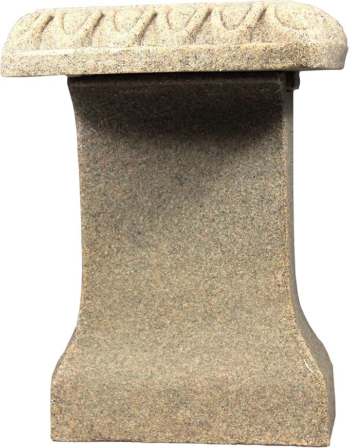 EMSCO Group 2306-1AZ Garden Bench – Natural Sandstone Appearance – Made of Resin – Lightweight – 12” Height-VerdiqueGarden
