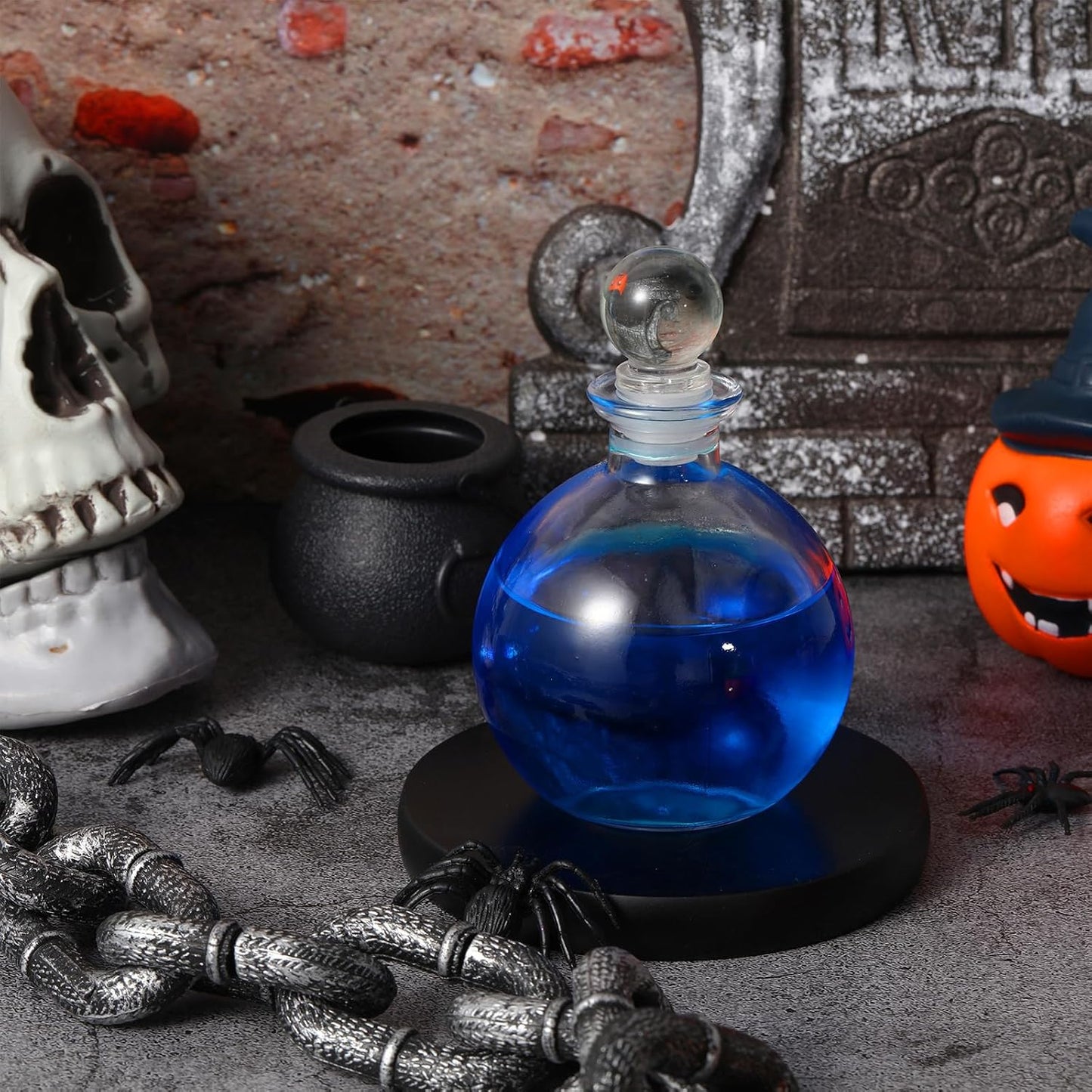 Tessco for you 12 Pcs Potion Bottles Round Glass Clear Potion Jars 8.5 oz Spherical Decorative Witch Bottles Wizard Stuff for Liquor Halloween Decoration DIY Art Crafts Gift (Stylish)-VerdiqueGarden
