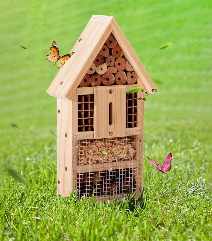 2 PK Large Cedar Wood Insect House Kit for DIY Project Backyard Insect House, Bee House, Nesting Habitat Shelters, Garden Shelter for Bees, Butterflies, Bugs-VerdiqueGarden