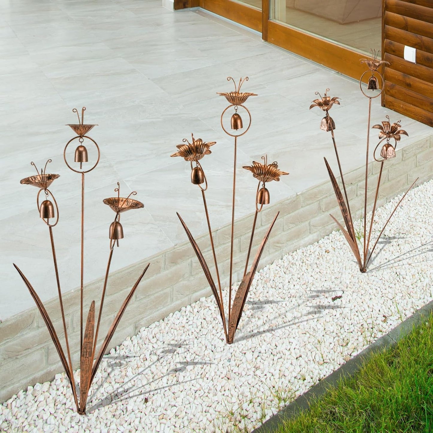 Gardens Metal Calla Lily Flowers with Bells for Outside Yard Art Metal Lilies Bronze-VerdiqueGarden
