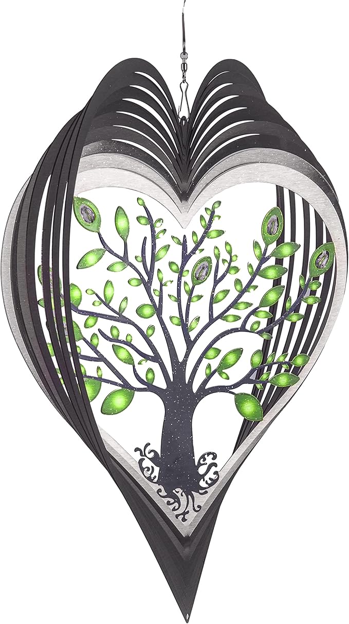 Heart Wind Spinners with Crystals for Yard and Garden, Metal Ornaments for Garden Décor, Outdoor Wind Spinner, Heart Décor Gifts, Outdoor Garden Decoration, 15 inch Heart Wall Décor by ISEO-VerdiqueGarden
