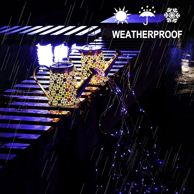VOOKRY Solar Watering Can Lights, Large Hanging Solar Lights Outdoor Waterproof Garden Decor for Yard Porch Lawn Patio Outside Gardening Gifts for Mom Grandma Women Birthday(Purple)-VerdiqueGarden