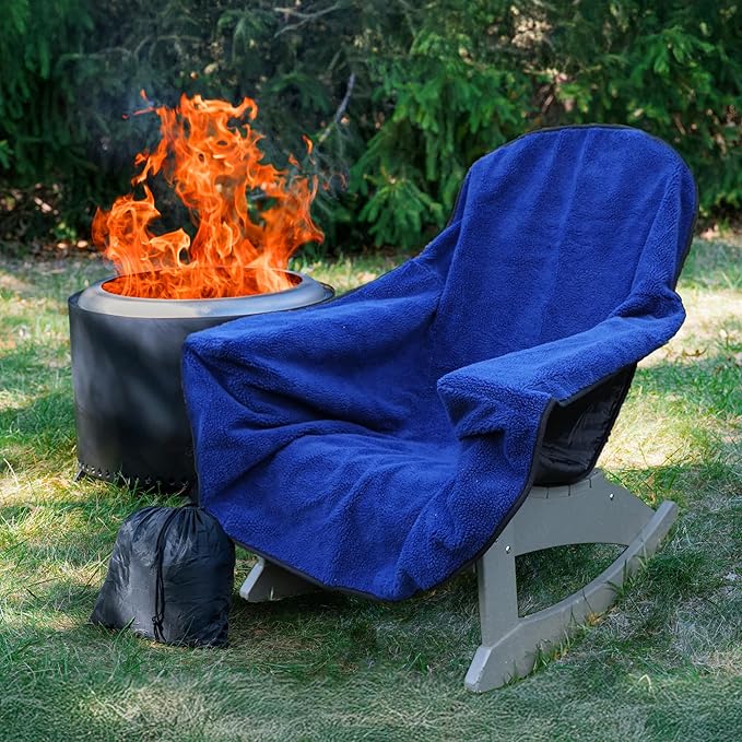 CITYBONFIRES The Chair Blanket™ Reversible Waterproof with Sherpa Lining – Portable Outdoor Cover for Camping, Sports & Patio – Folds into Carry Pouch with Strap - Navy-VerdiqueGarden