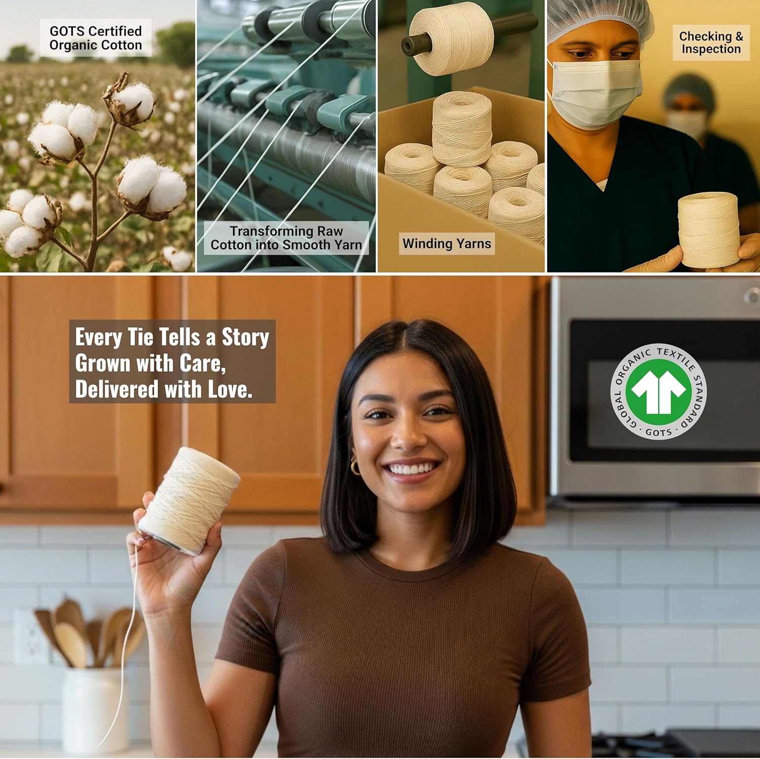 Organic Butcher’s Twine for Cooking & Trussing – 2mm Heavy-Duty Natural Cotton Kitchen Twine 500 Feet – Food-Safe, Oven-Safe String for Meat, Turkey, Baking, & Crafts-VerdiqueGarden