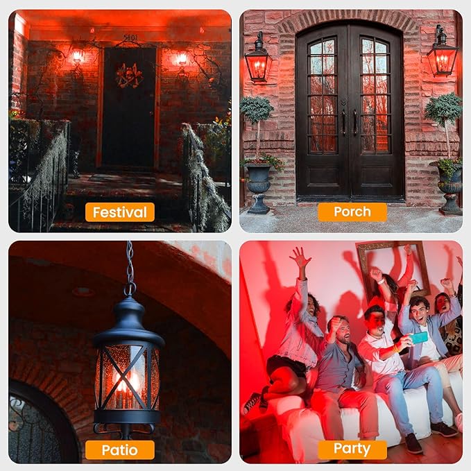 Hompavo 【Upgraded LED Flame Light Bulbs, 3 Modes Flickering Light Bulbs, E12 Chandelier Base Candle Fire Light Bulb for Halloween Christmas Party Porch Indoor & Outdoor Home Decoration, Red 6 Pack-VerdiqueGarden