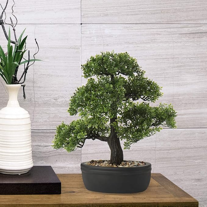 Artificial Bonsai Tree Juniper Faux Plants Indoor Small Fake Plants Decor with Ceramic Pots for Home Table Office Desk Bathroom Shelf Bedroom Living Room Farmhouse Decorations-VerdiqueGarden