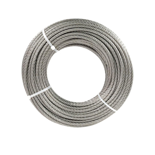1/4" Stainless Steel Cable 150FT Wire Rope, 7X19 Strands Aircraft Cable, 6400lbs Breaking Strength, for Zipline, Outdoor, Deck Railing, Heavy Duty Applications, Hanging-VerdiqueGarden