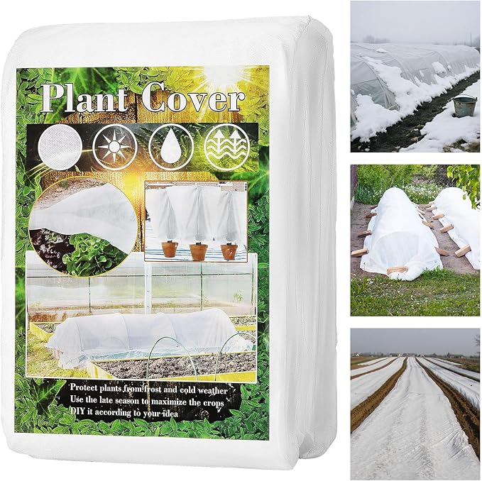 Plant Covers Freeze Protection, 10x33FT Reusable Thickened Winter Floating Row Covers, Frost Cloth Blanket Shade Cloth Garden Fabric Plant Cover for Raised Beds Vegetables Insect Winter Frost-VerdiqueGarden