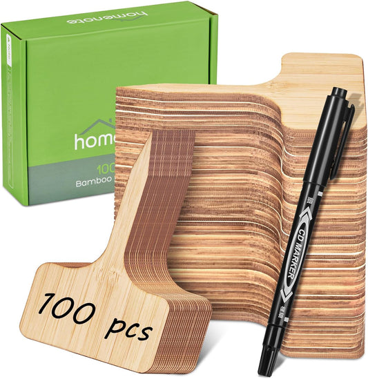 Homenote Bamboo Plant Labels 100Pcs Plant Tags for Seedling T-Type Tags for Plants Outdoor Garden Markers Vegetable Seedling(2.36 * 4“)-VerdiqueGarden