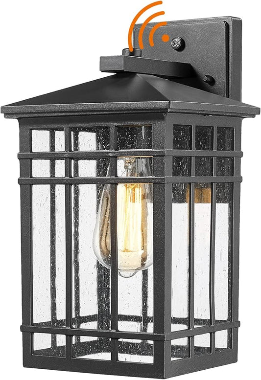 Dusk to Dawn Outdoor Wall Lantern,Exterior Wall Mount Light, 1-Light Outdoor Wall Lighting Fixture for Porch,Garage, Patio, Hallway and Entryway (Black-Wall Light, 1 Pack),DDAMS-W18-VerdiqueGarden