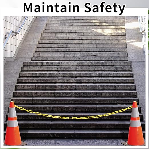 Vicenpal 50ft Plastic Barrier Chain Yellow Plastic Chain Links Weatherproof Safety Link Crowd Control Barriers Garden Fence Decoration (1 Pieces)-VerdiqueGarden