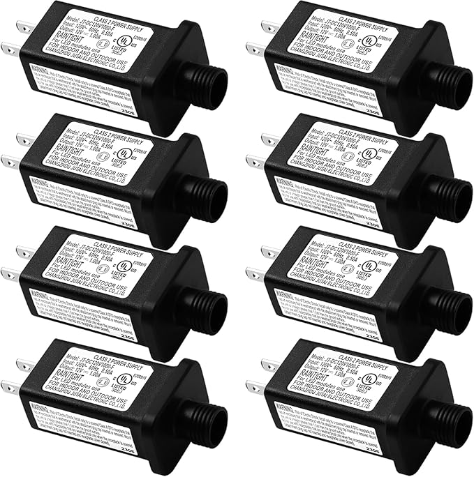 Replacement Yard Inflatable Adapter Power Supply Adaptor - 12V 1.0A 8Pcs - Inflatable Plug Replacement Class 2 Power Supply - for Christmas Tree Light/Thanksgiving Yard Blow Up Decorations-VerdiqueGarden