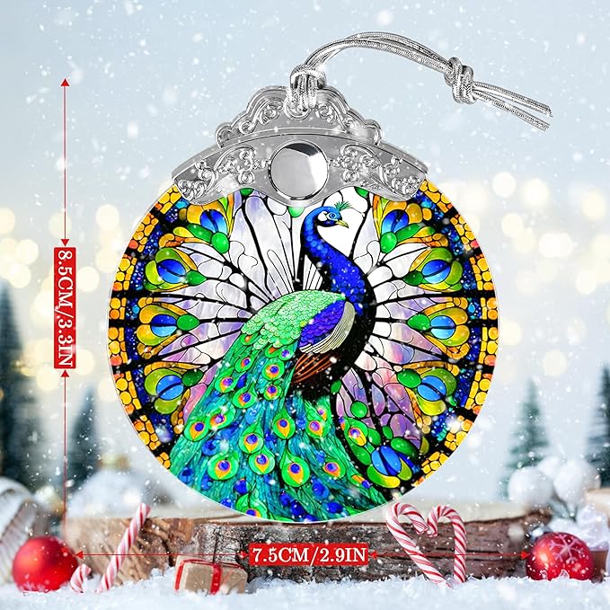 Stained Glass Suncatcher, Jocidea Peacock Ornament, Christmas Ornaments, Holidays Ornaments, Christmas Tree Decor, Peacock Decor for Home, Peacock Gifts-VerdiqueGarden