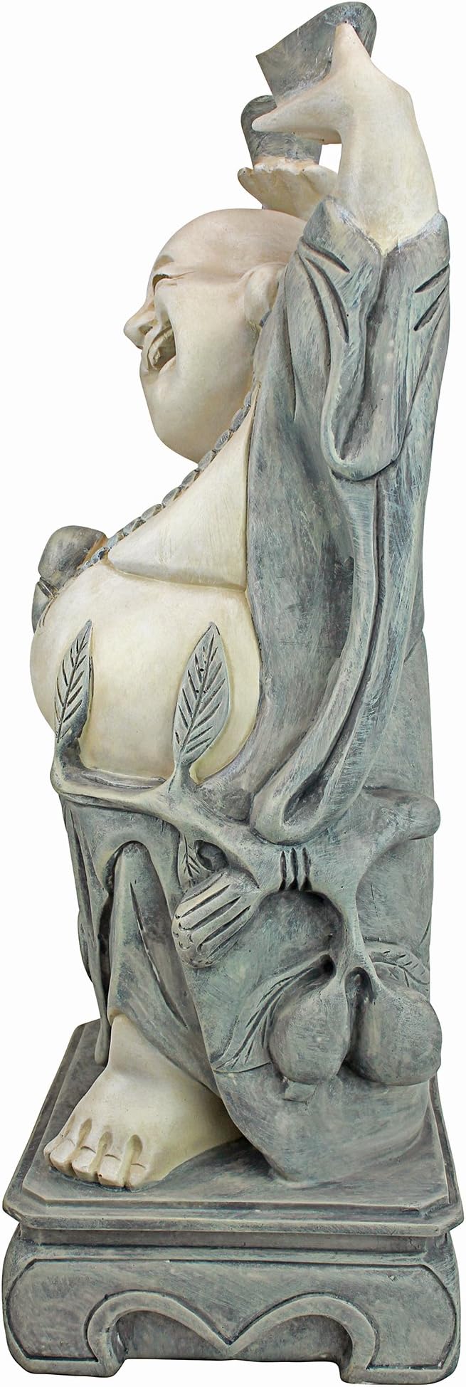 Design Toscano Jolly Hotei Laughing Man Asian Decor Indoor/Outdoor Garden Statue, 26 inches tall, Cast Stone Resin, Two Tone Stone Finish-VerdiqueGarden
