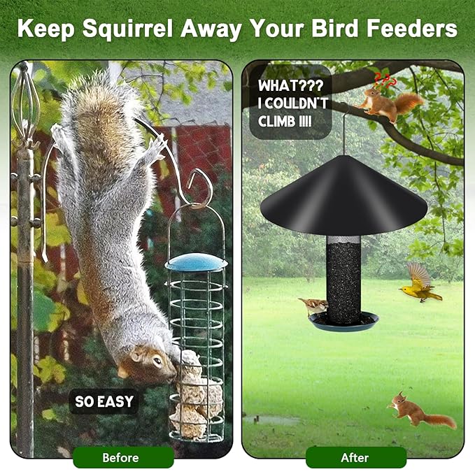 Gtongoko 19 Inch PP Squirrel Baffle for Protect Outside Hanging Mounted Bird Feeder or Bird House Squirrel Proof for Shepherd Hooks Black 1 Pack-VerdiqueGarden