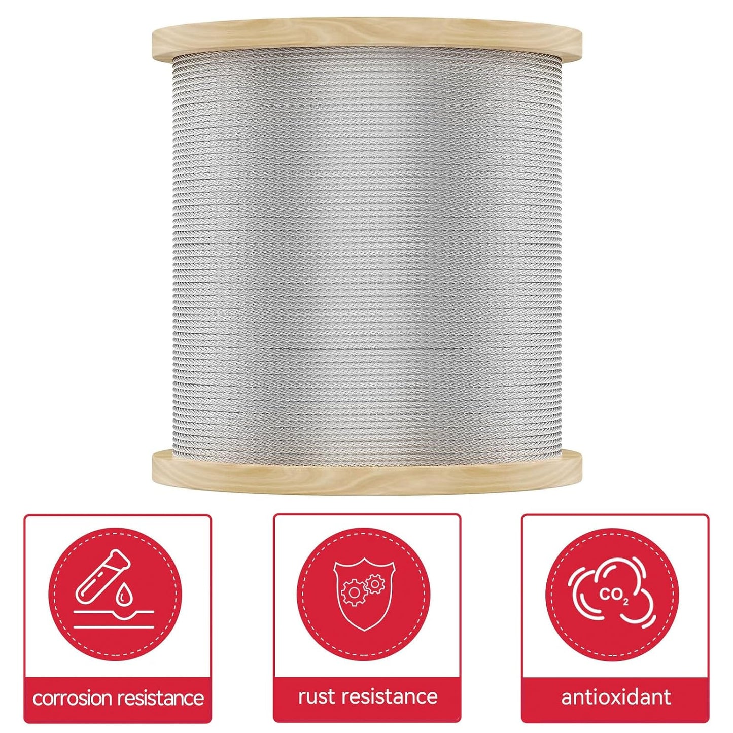 3/8 Stainless Steel Cable with 7x19 Strands and 12000lbs Breaking Strength 304 Stainless Steel Wire Rope for Aircraft Cable 150FT-VerdiqueGarden