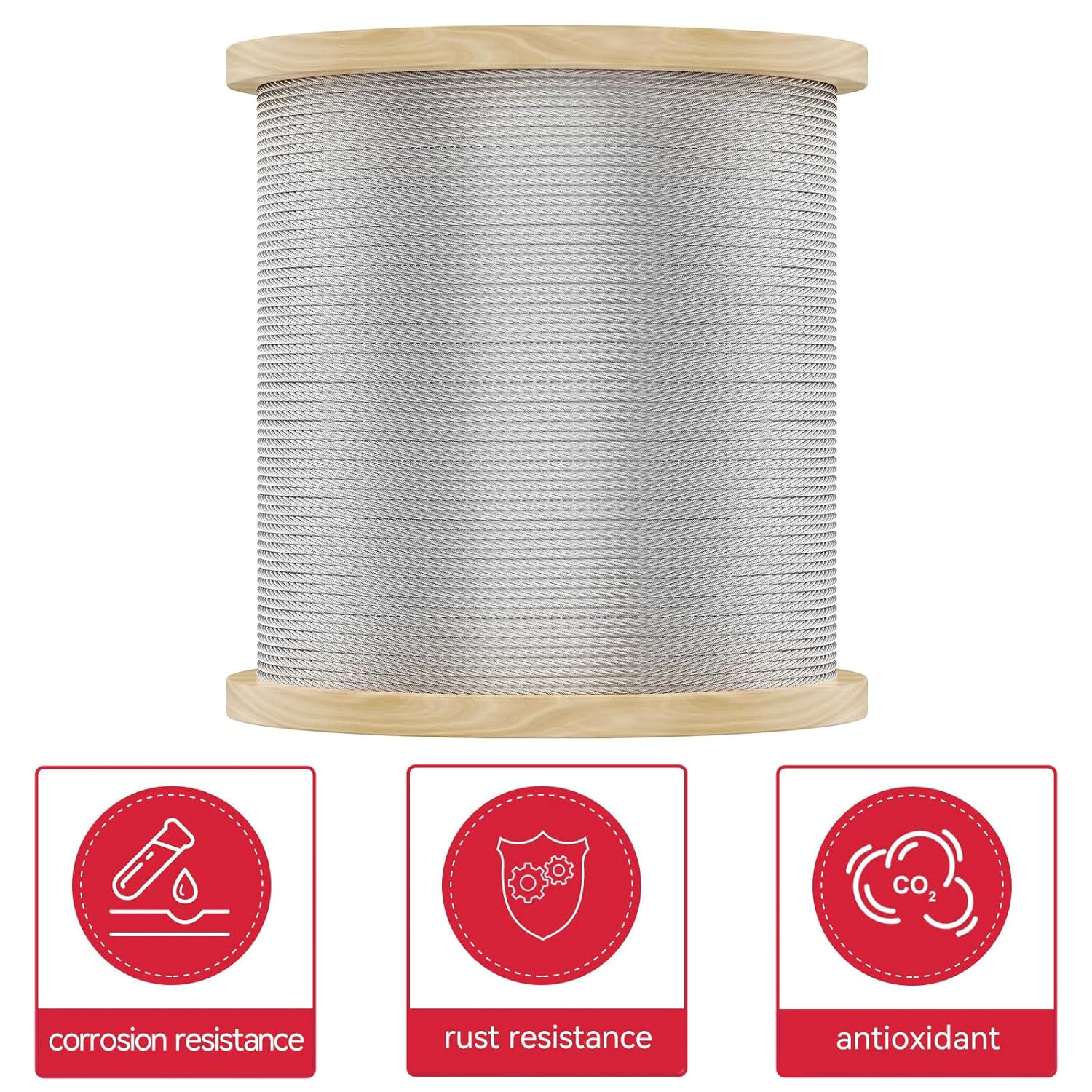 3/8 Stainless Steel Cable with 7x19 Strands and 12000lbs Breaking Strength 304 Stainless Steel Wire Rope for Aircraft Cable 150FT-VerdiqueGarden