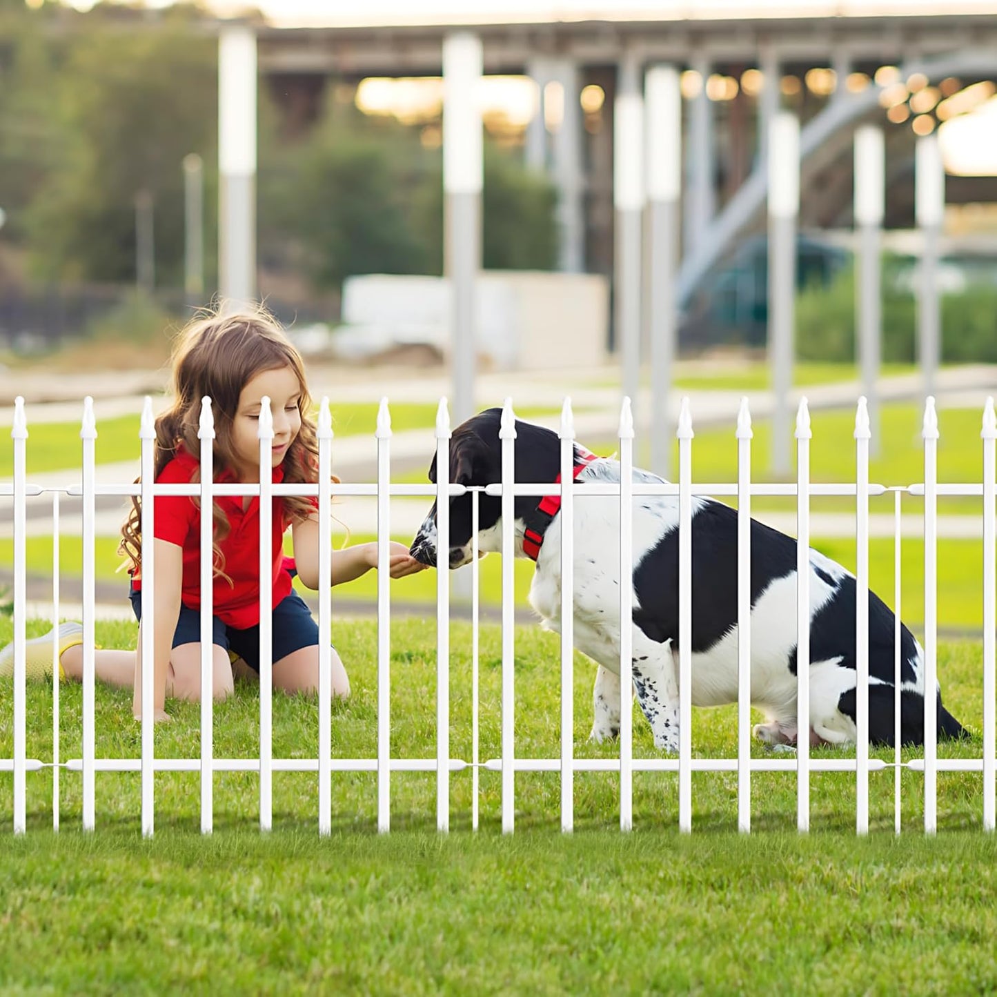 Metal Garden Fence 24" W x 24" H (5 Panels, Total 10 ft), Decorative Border Folding Fence, Landscape Fencing for Flower Bed, Yard, Animal Barrier-VerdiqueGarden