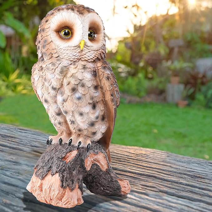 WONDER GARDEN Owl Statue Decor, Outdoor Resin Owl Figurine Owl Sculpture for Home Decor Porch Patio Lawn Yard Decorations or Housewarming Gifts-VerdiqueGarden